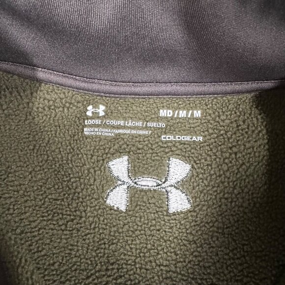 Under Armour Mens Medium Green Zephyr Fleece Long Sleeve Solid 1/4 Zip T-shirt - Picture 7 of 12